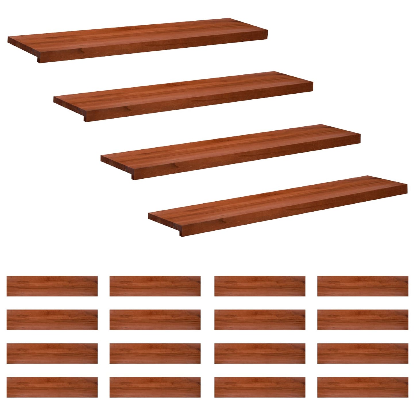 Trappetrin 20 stk. 110 x 30 x 2 cm Brun Solid bøg