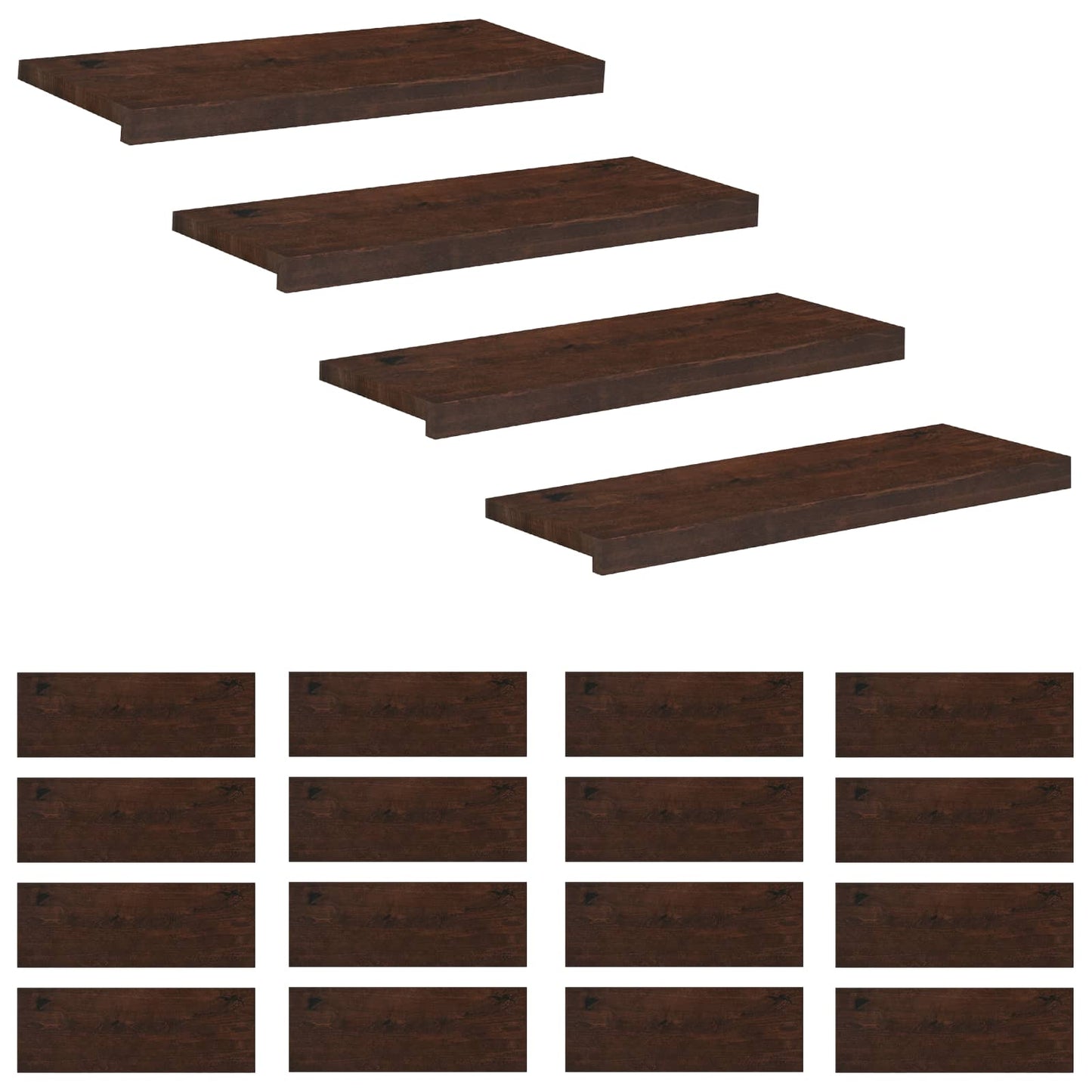 Trappetrin 20 stk. 80 x 25 x 2 cm Mørk Brun Solid bøg