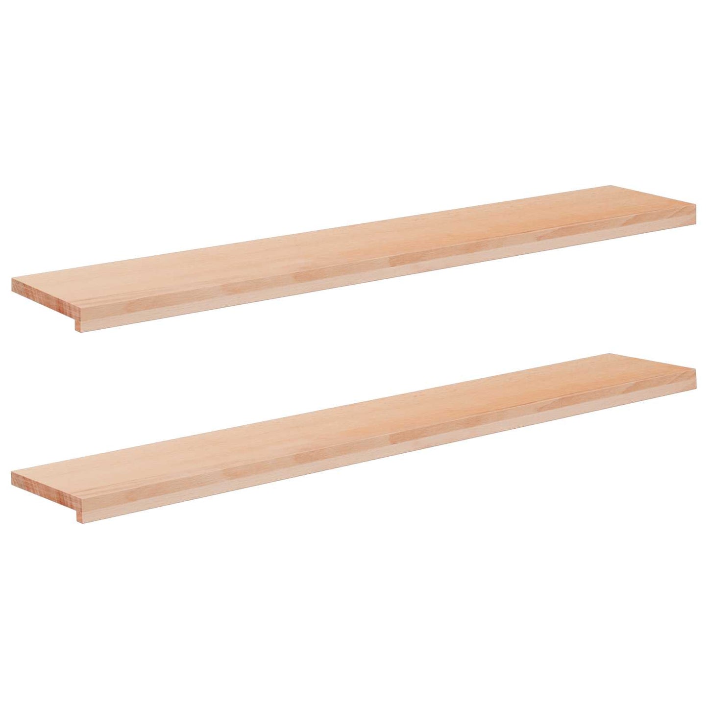 Vindueskarme 2 stk. Naturfarvet 140 x 30 x 2 cm Solid bøg