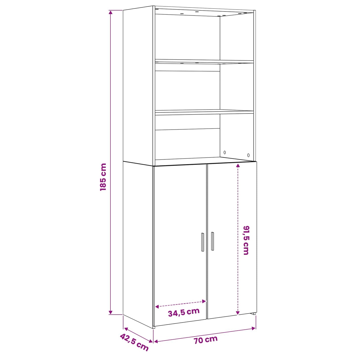 Highboard Artisan-eg 70 x 42,5 x 185 cm Konstrueret træ