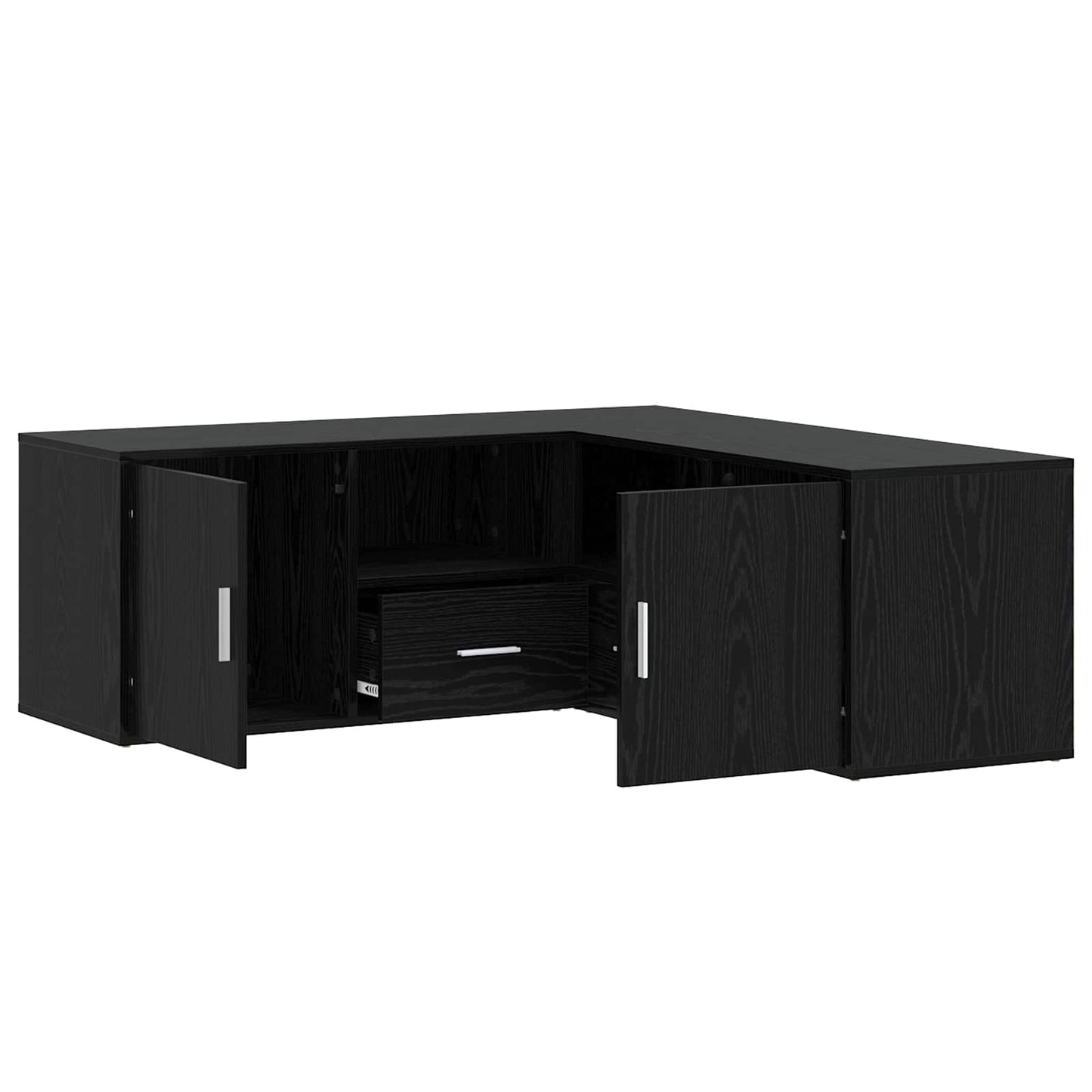 Hjørneskab med skuffe Sort eg 200 x 40 x 45 cm Konstrueret træ