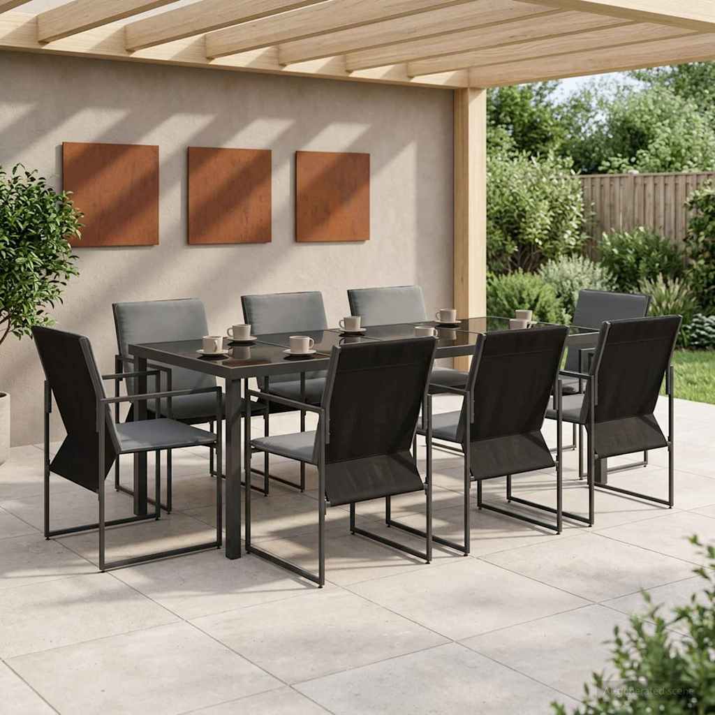 Have Spisebordssæt 9 pcs Sort og Anthracit 200 x 80 x 73 cm