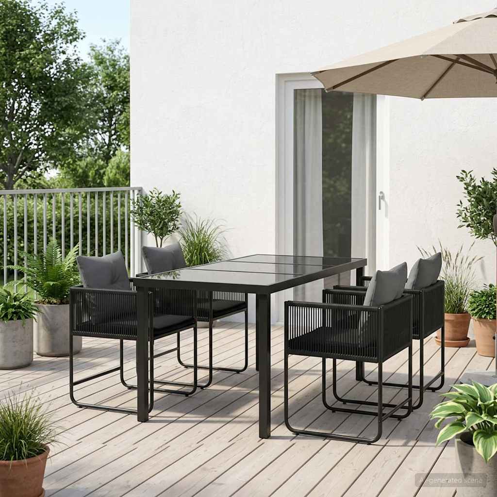 Have Spisebordssæt 5 stk. Sort og Anthracit polyrattan