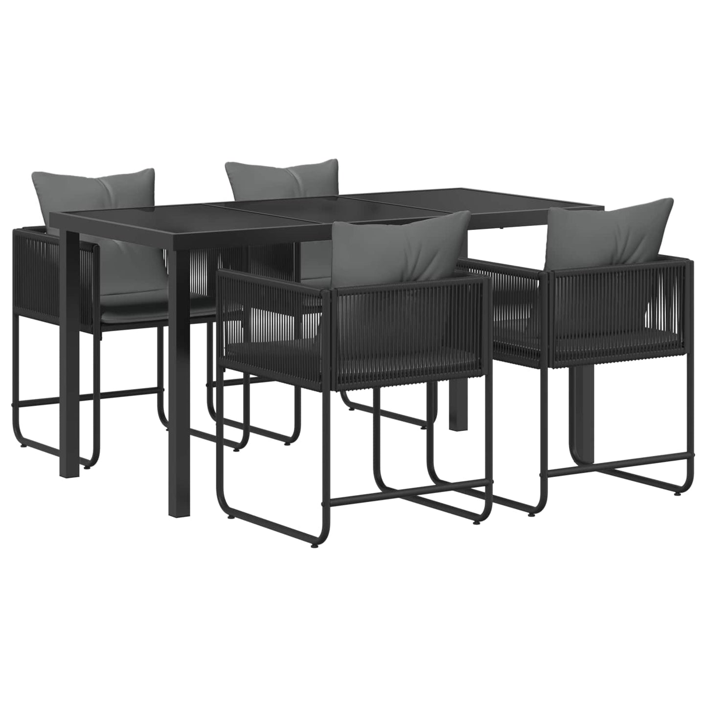 Have Spisebordssæt 5 stk. Sort og Anthracit polyrattan