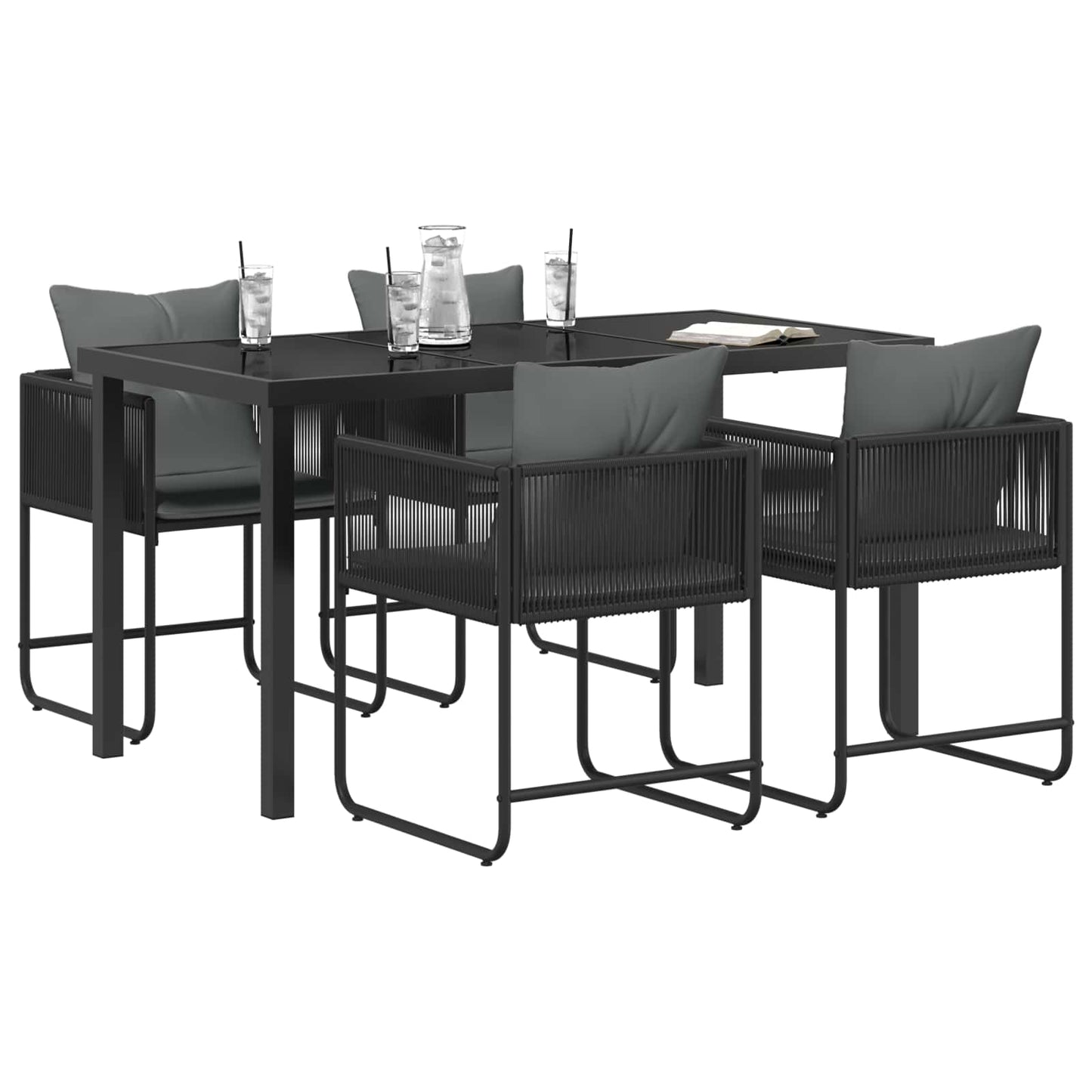 Have Spisebordssæt 5 stk. Sort og Anthracit polyrattan