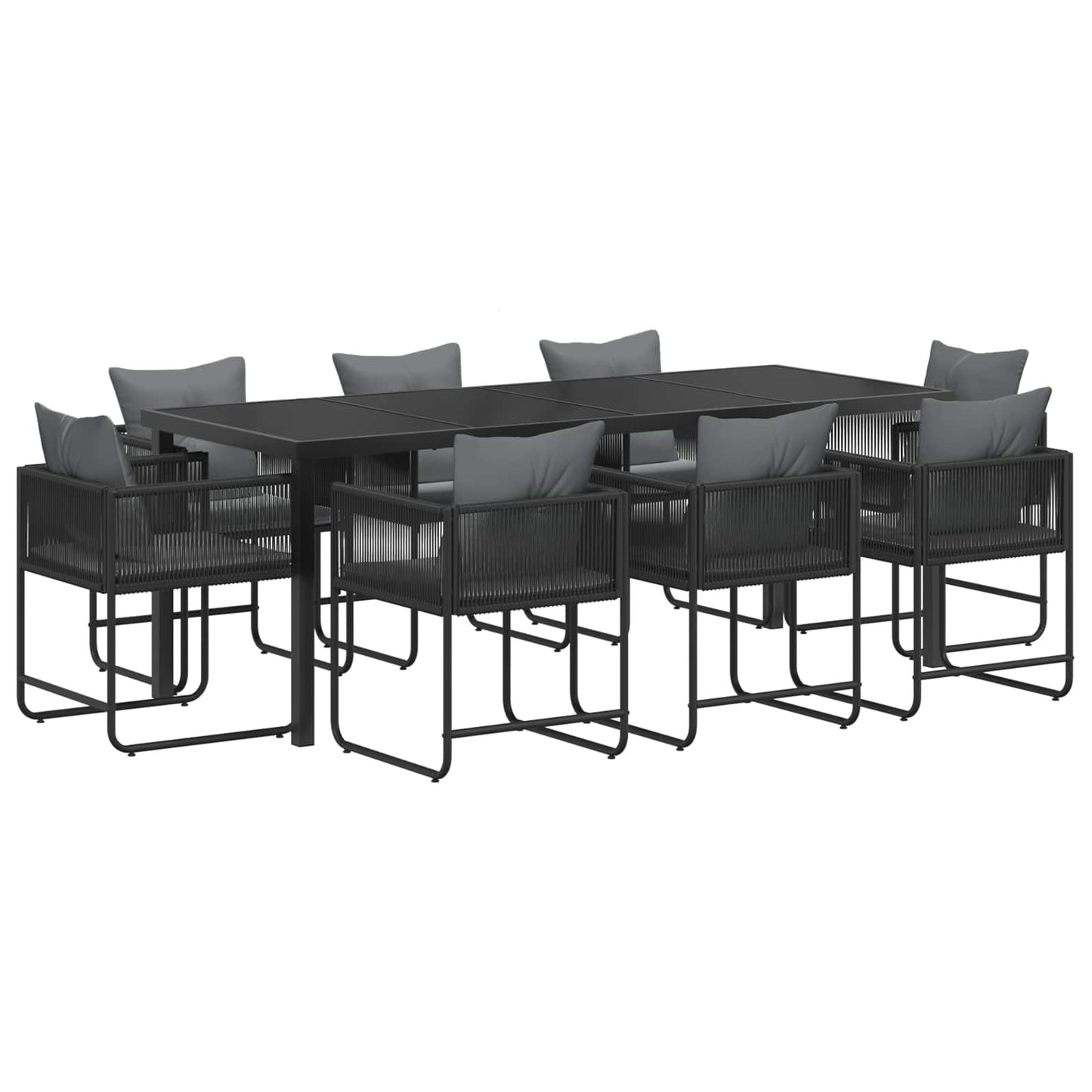 Have Spisebordssæt 9 pcs Sort og Anthracit 200 x 80 x 73 cm
