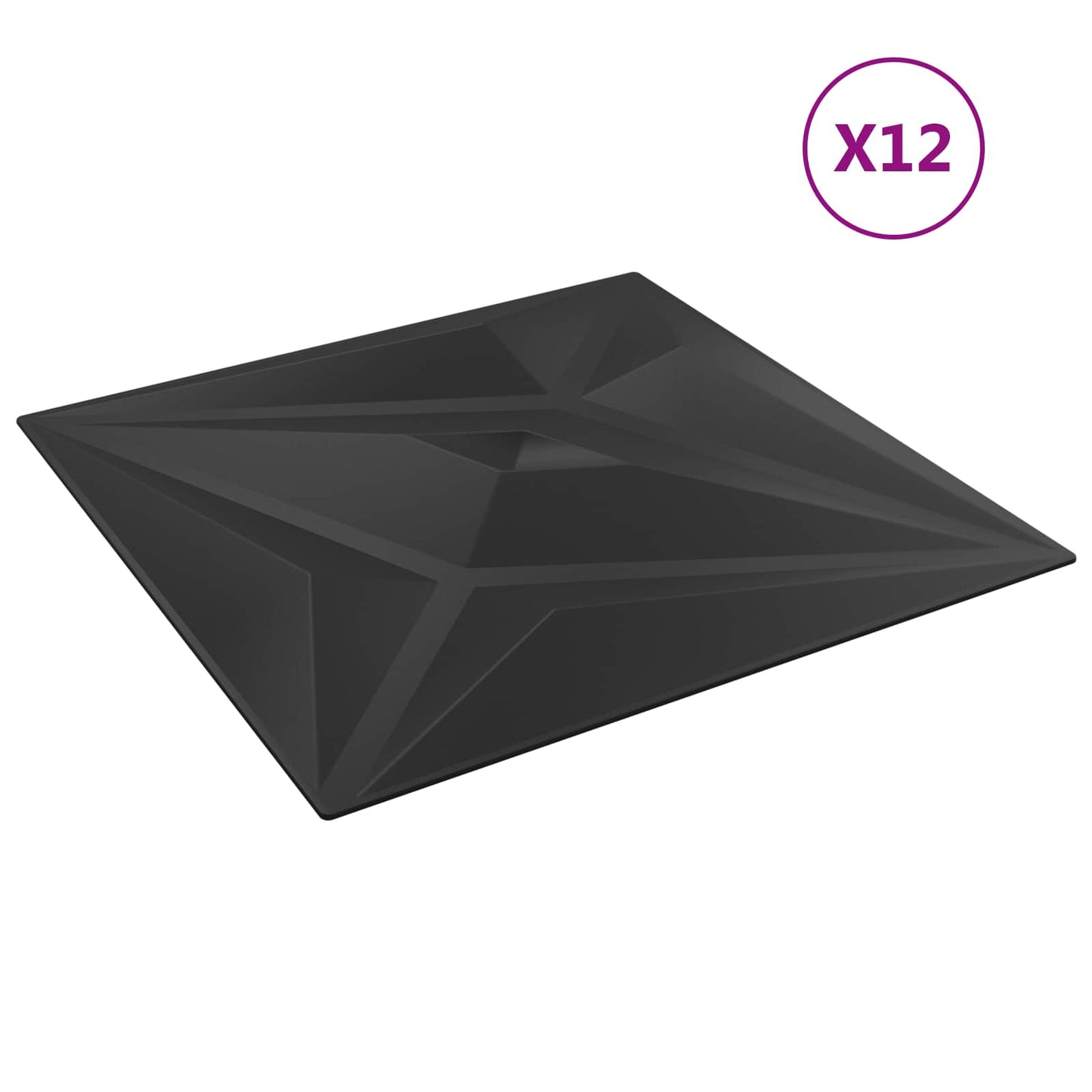 Vægpaneler Stjerne 48 pcs Sort stjerne 50 x 50 cm XPS Skum