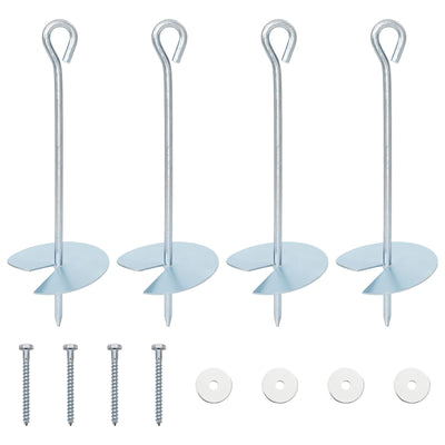 Jordanker 4 pcs Sølv Ø10 x 30 cm Galvaniseret metal