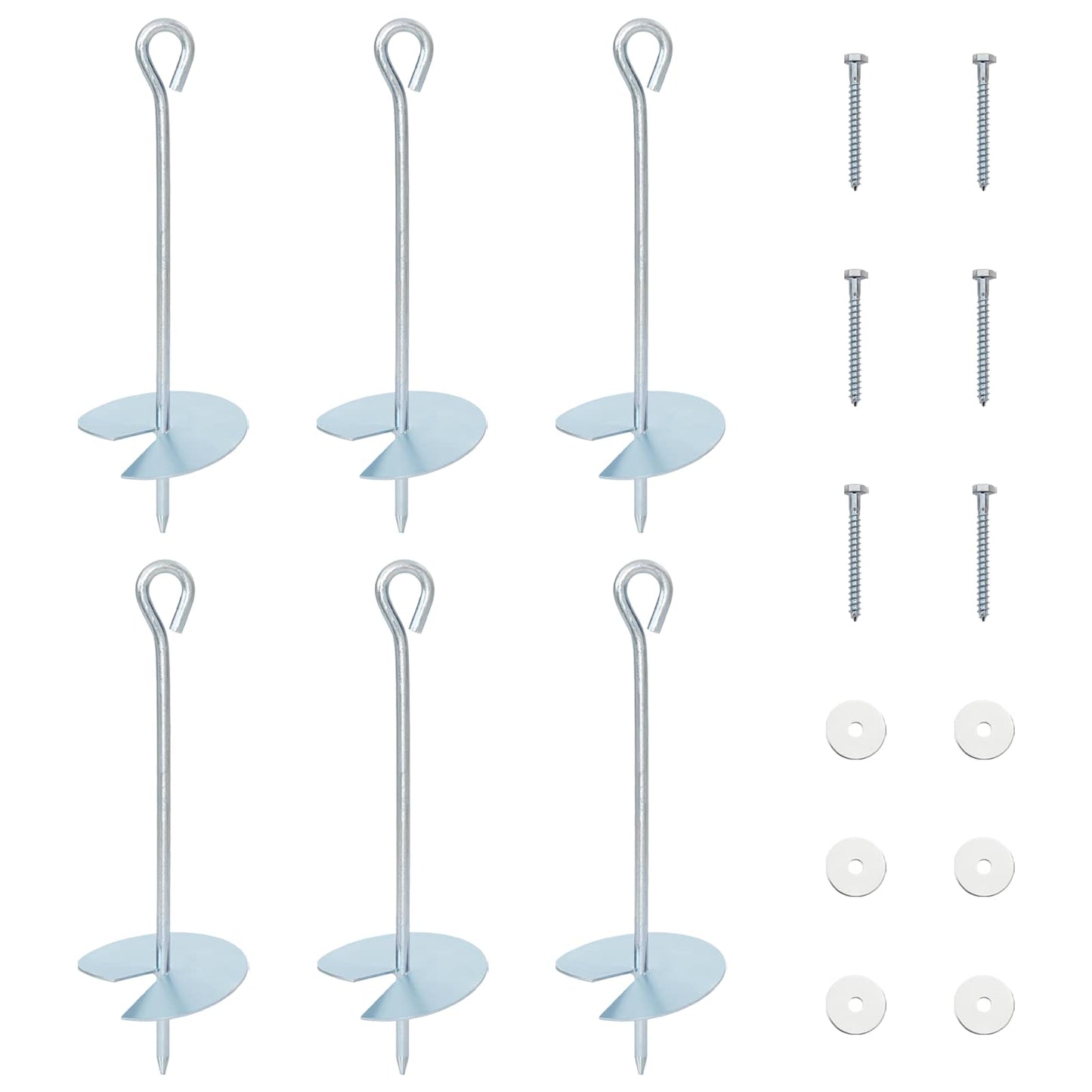 Jordanker 6 pcs Sølv Ø10 x 30 cm Galvaniseret metal