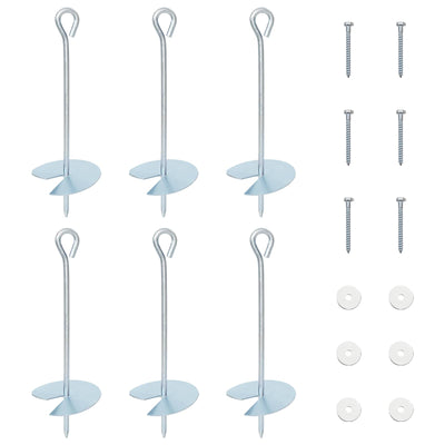 Jordanker 6 pcs Sølv Ø10 x 30 cm Galvaniseret metal