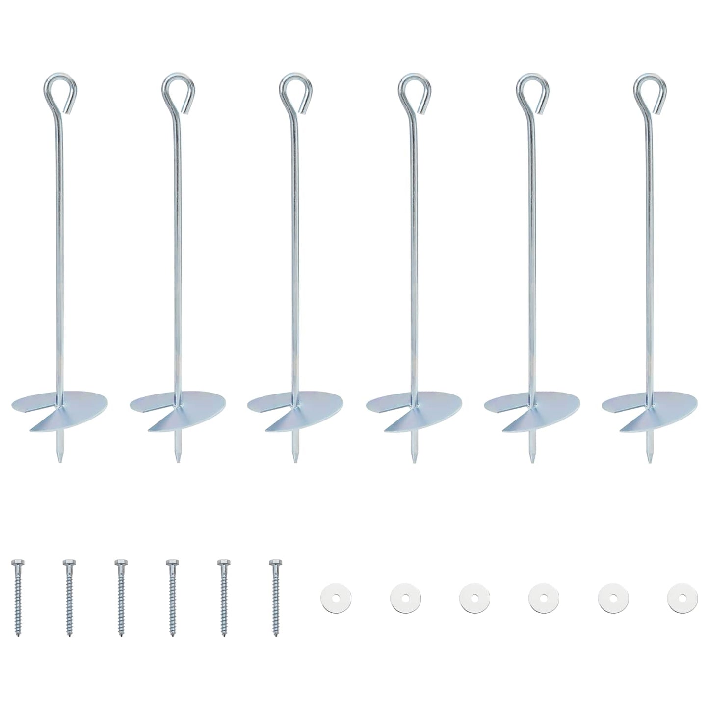 Jordanker 6 pcs Sølv Ø10 x 40 cm Galvaniseret metal