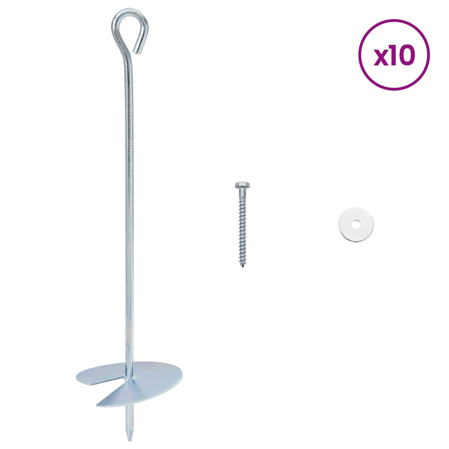 Jordanker 10 pcs Sølv Ø10 x 40 cm Galvaniseret metal