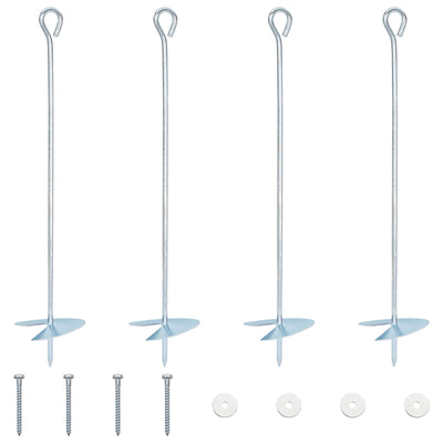 Jordanker 4 pcs Sølv Ø10 x 50 cm Galvaniseret metal