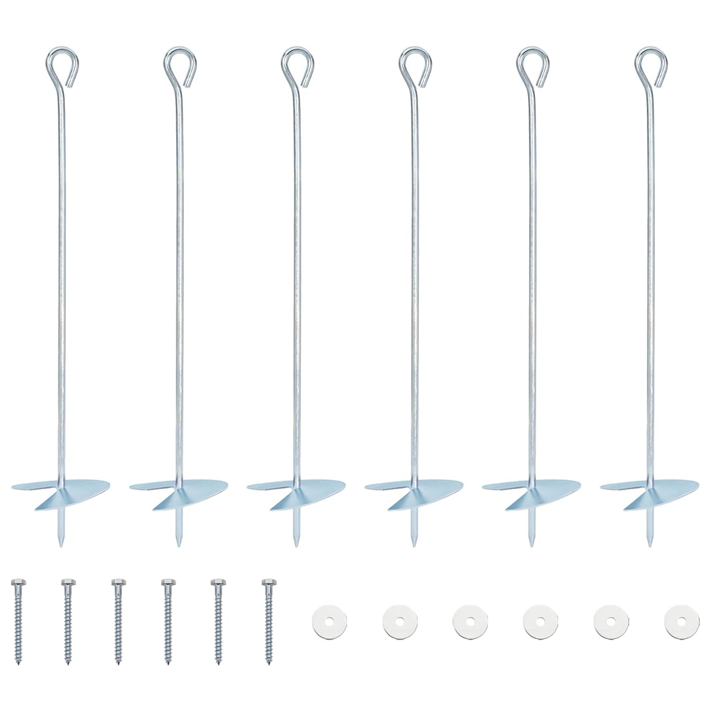 Jordanker 6 pcs Sølv Ø10 x 50 cm Galvaniseret metal