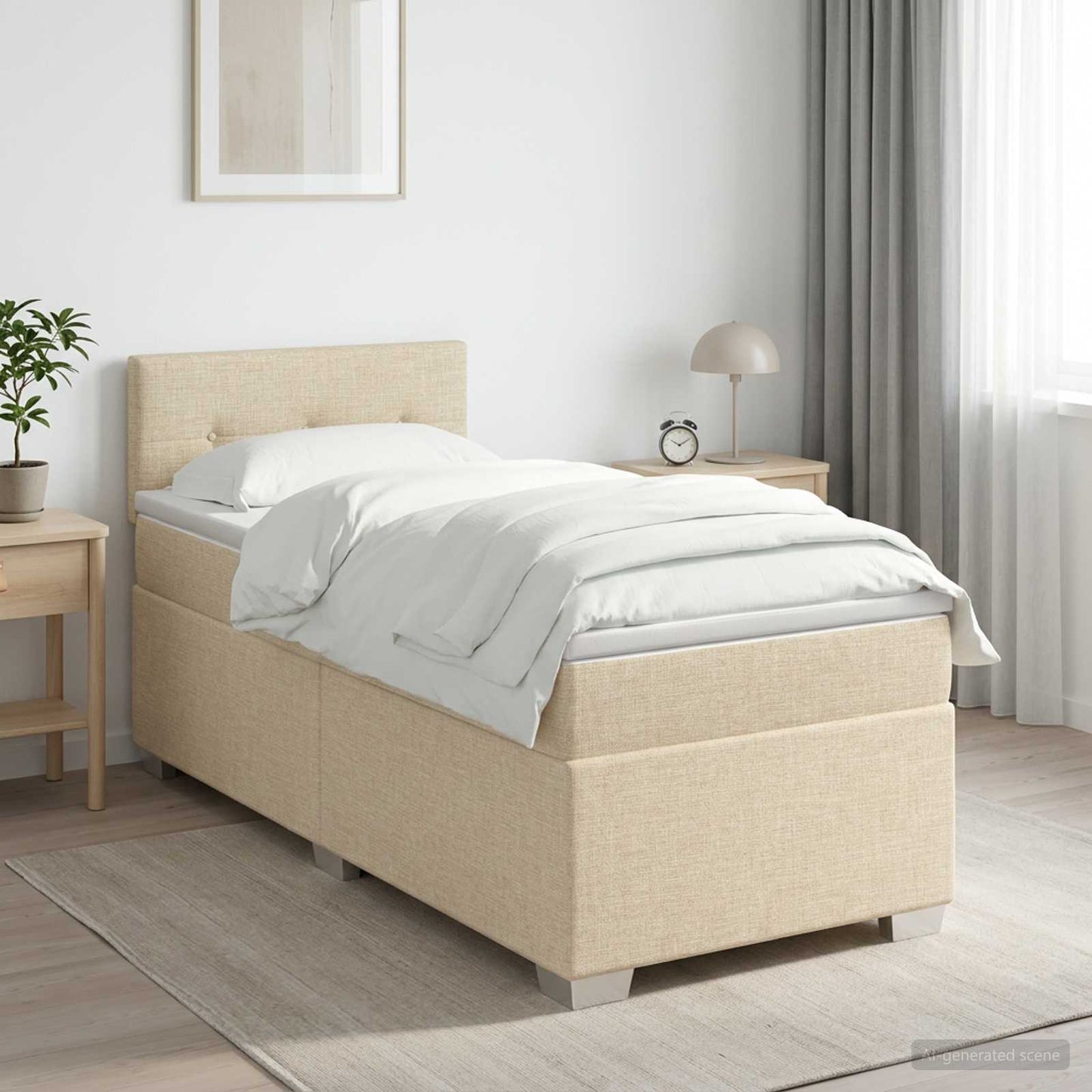 Boxmadras med topmadras Cremefarvet 80 x 200 cm Stof