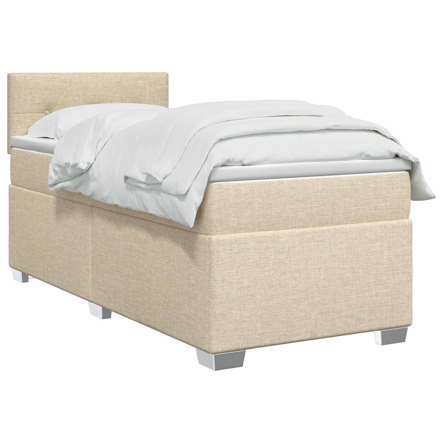 Boxmadras med topmadras Cremefarvet 90 x 190 cm Stof
