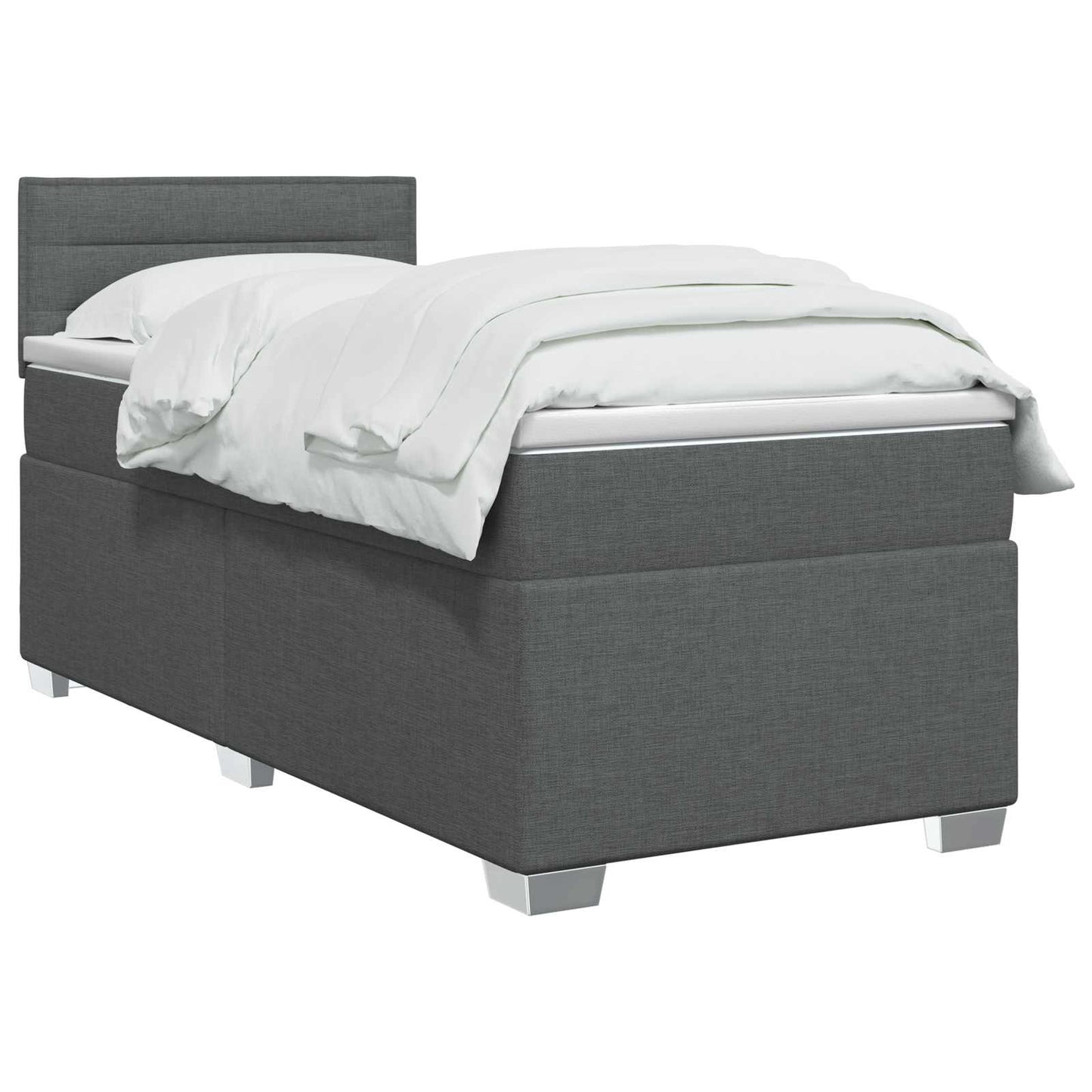 Boxmadras med topmadras Mørkegrå 90 x 200 cm Stof