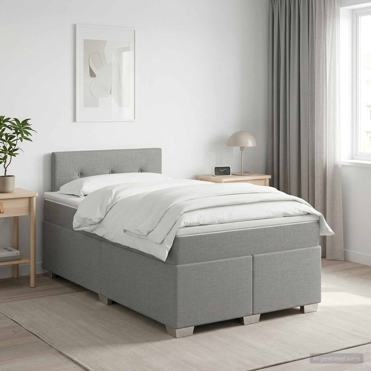 Boxmadras med topmadras Lysegrå 120 x 190 cm Stof