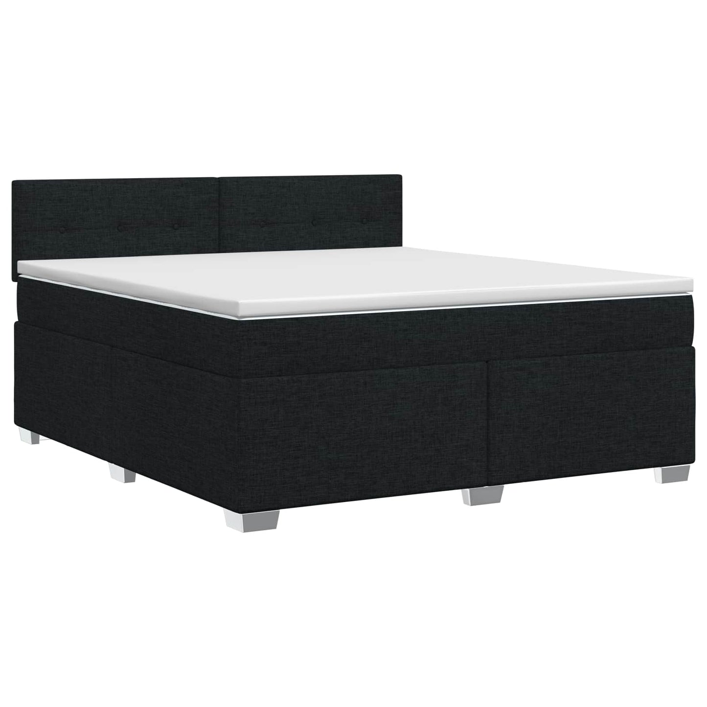 Boxmadras med topmadras med hovedgærde Sort 140 x 190 cm Stof