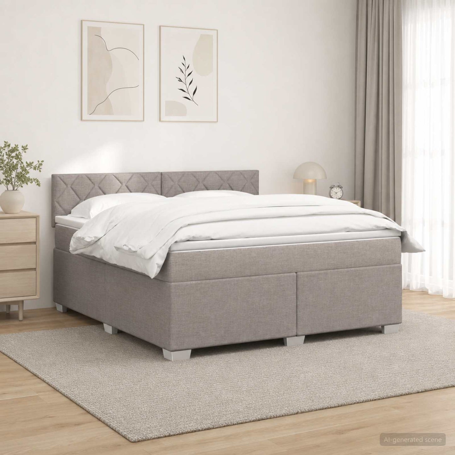 Boxmadras med topmadras Gråbrun 160 x 200 cm Stof