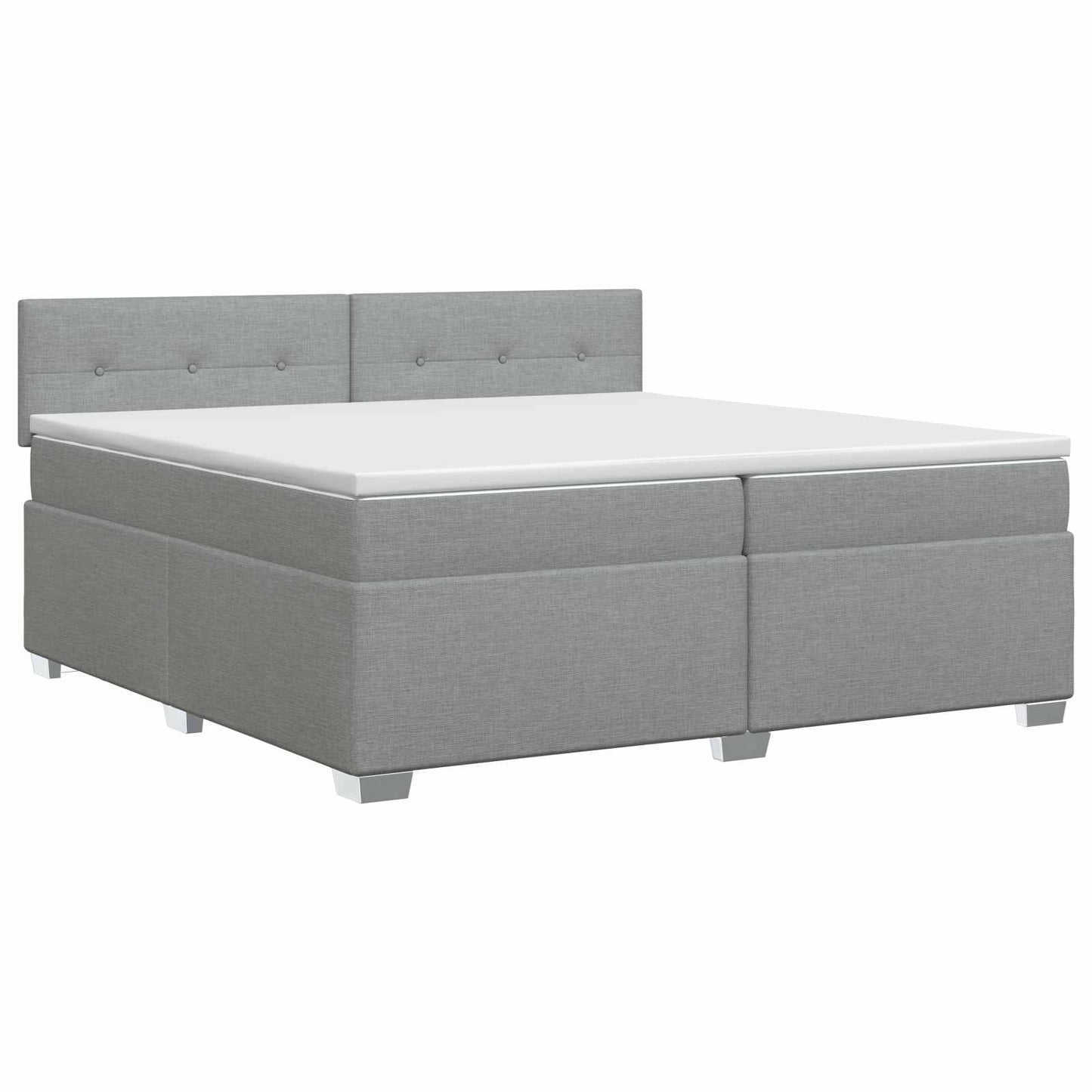 Boxmadras med topmadras Lysegrå 200 x 200 cm Stof