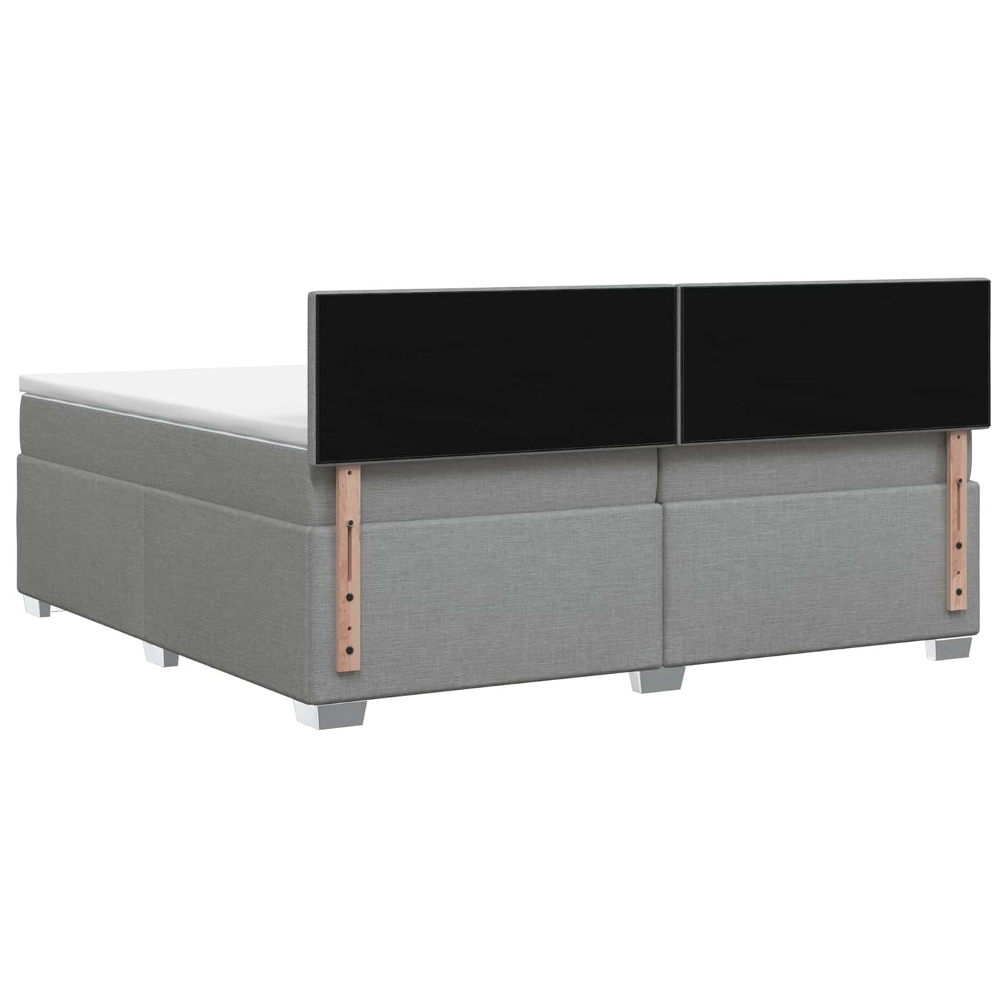 Boxmadras med topmadras Lysegrå 200 x 200 cm Stof