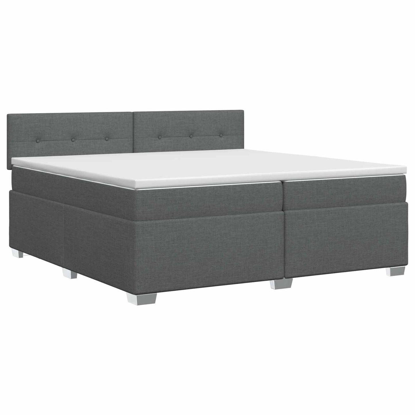 Boxmadras med topmadras Mørkegrå 200 x 200 cm Stof