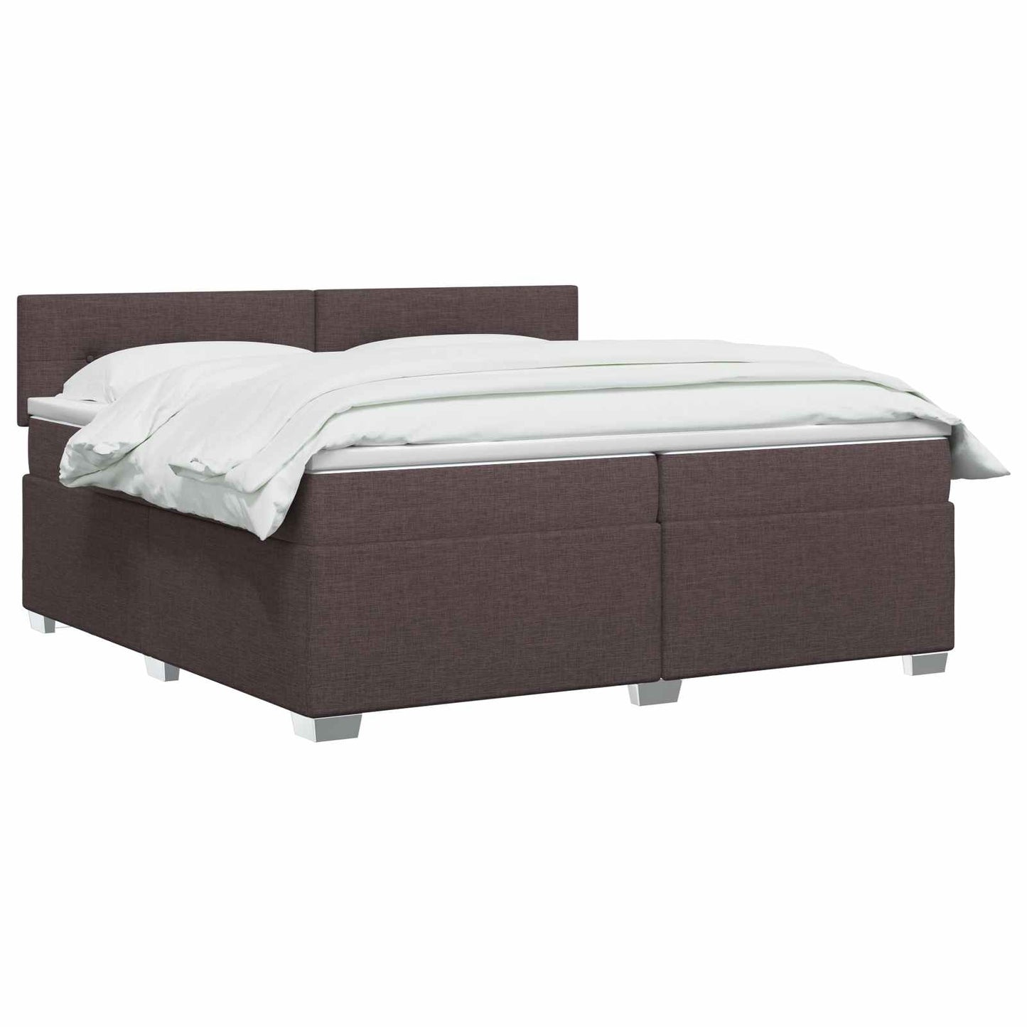 Boxmadras med topmadras Mørk Brun 200 x 200 cm Stof