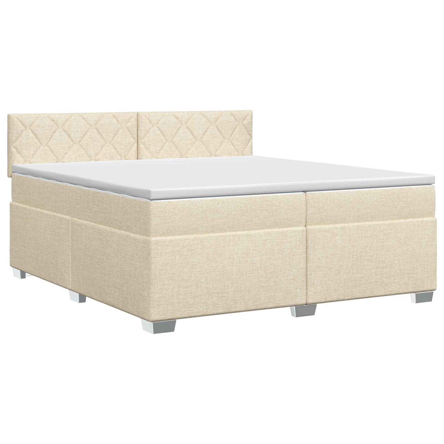Boxmadras med topmadras Cremefarvet 200 x 200 cm Stof