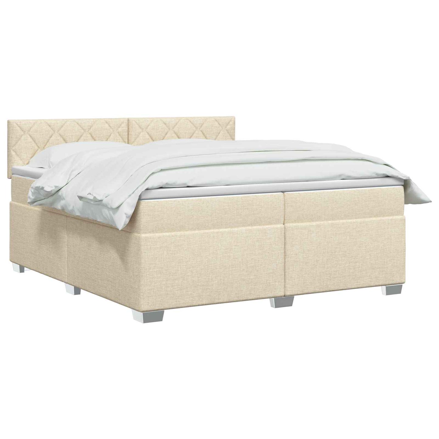 Boxmadras med topmadras Cremefarvet 200 x 200 cm Stof