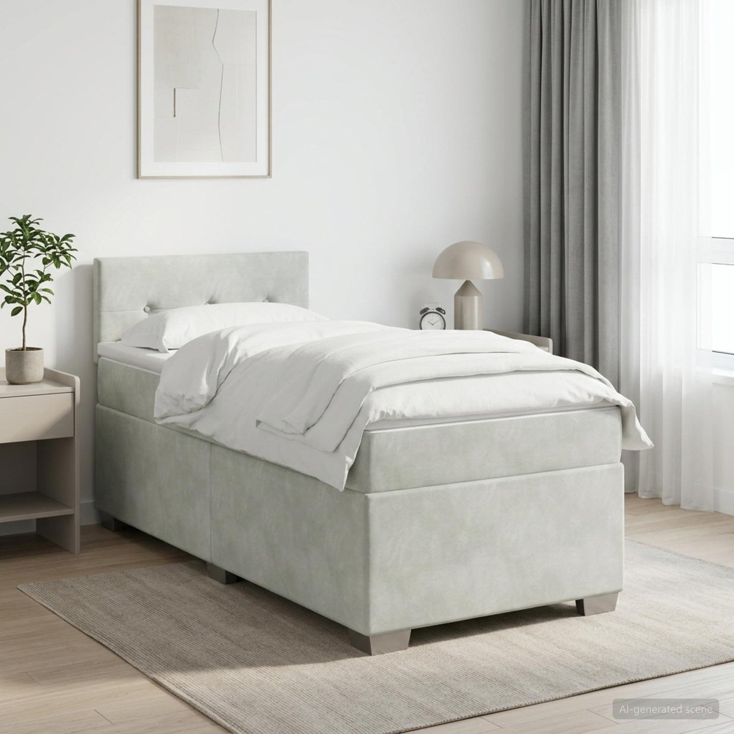 Boxmadras med topmadras Lysegrå 80 x 200 cm Fløjl