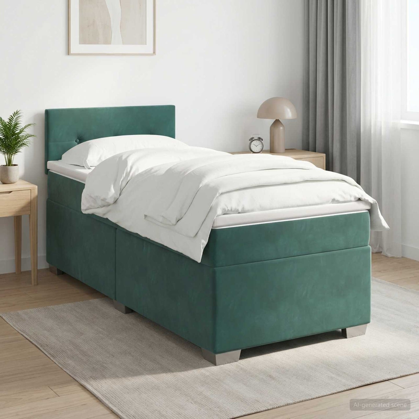 Boxmadras med topmadras Mørkegrøn 100 x 200 cm Fløjl