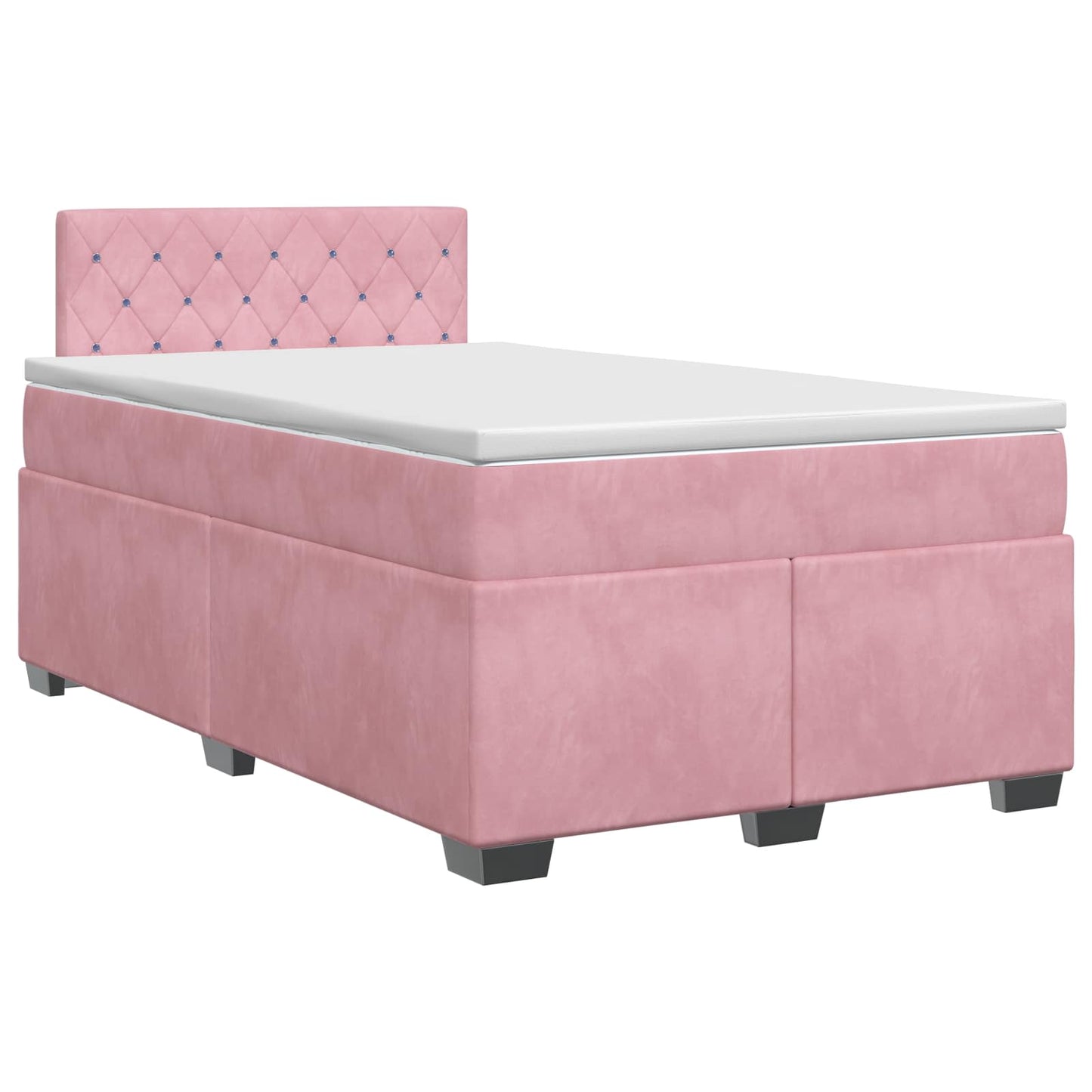 Boxmadras med topmadras Lyserød 120 x 190 cm Fløjl
