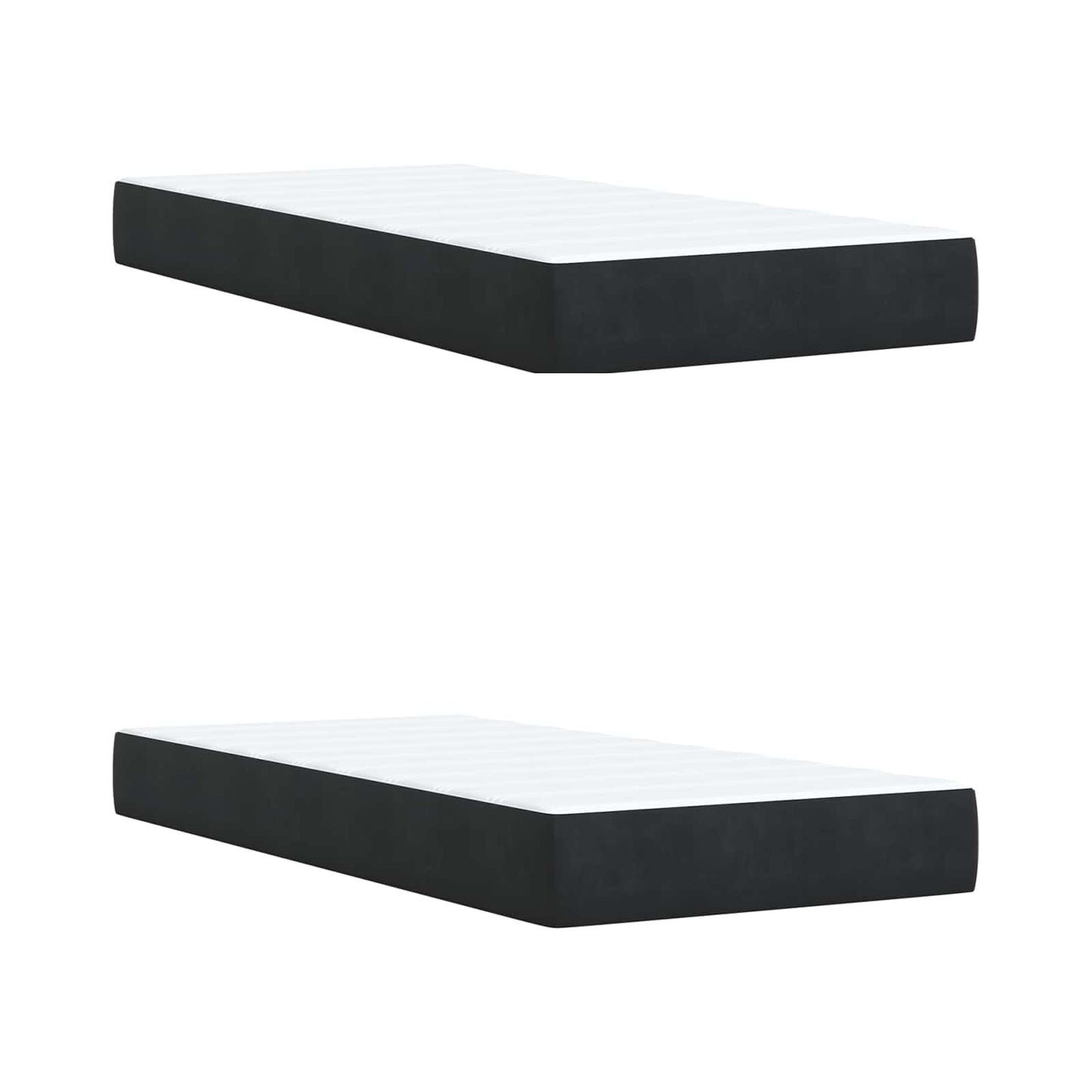 Boxmadras med topmadras med hovedgærde Sort 200 x 200 cm Fløjl