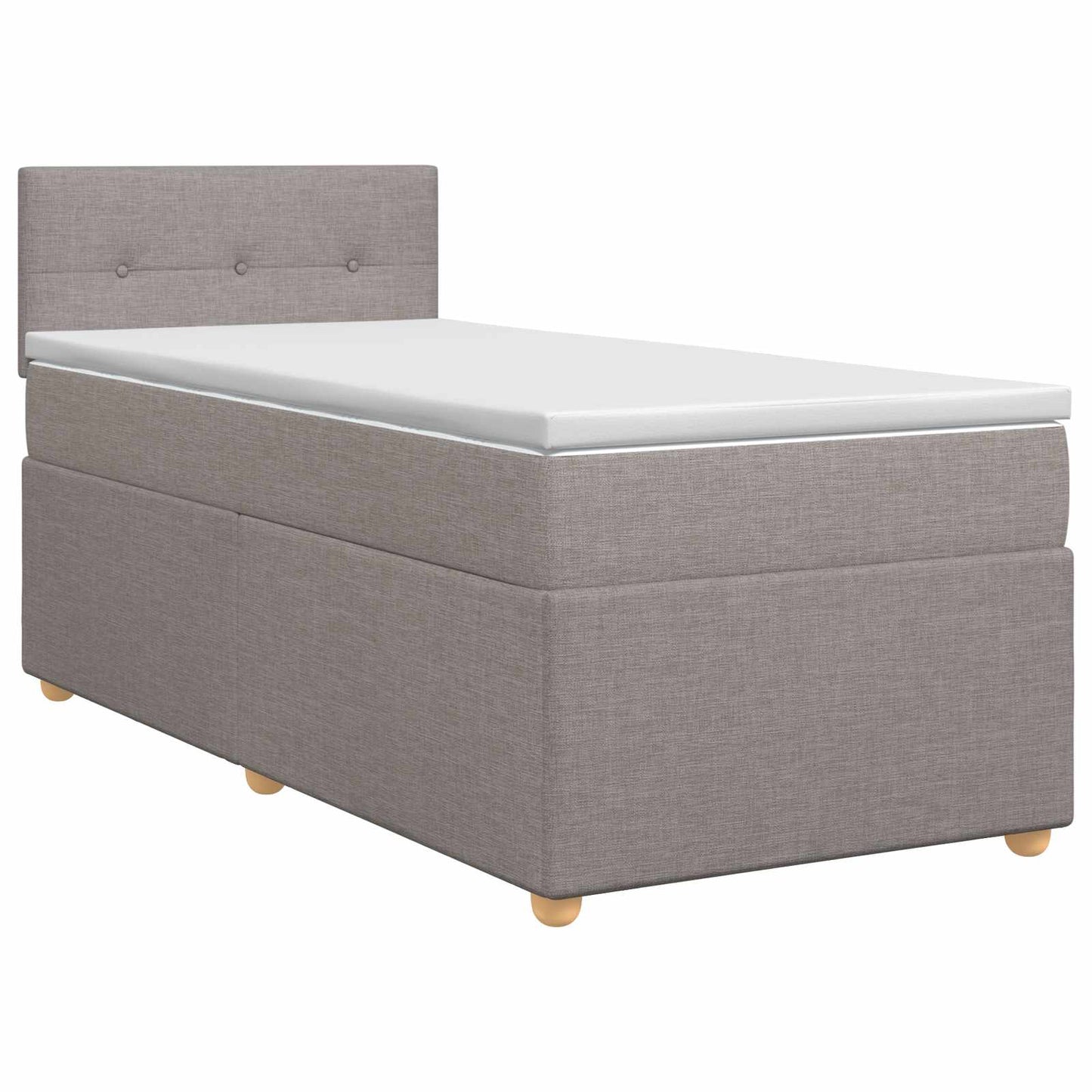 Boxmadras med topmadras med hovedgærde Gråbrun 80 x 200 cm Stof
