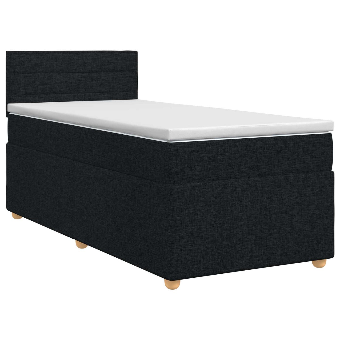 Boxmadras med topmadras med hovedgærde Sort 90 x 200 cm Stof