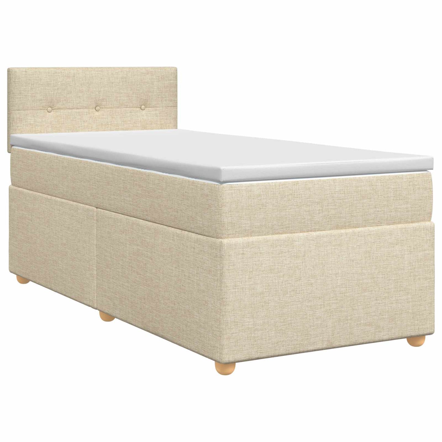 Boxmadras med topmadras Cremefarvet 90 x 200 cm Stof