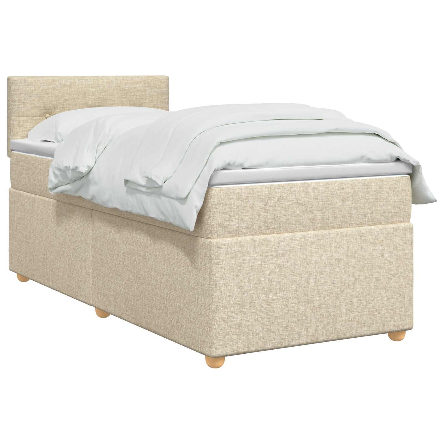 Boxmadras med topmadras Cremefarvet 90 x 200 cm Stof