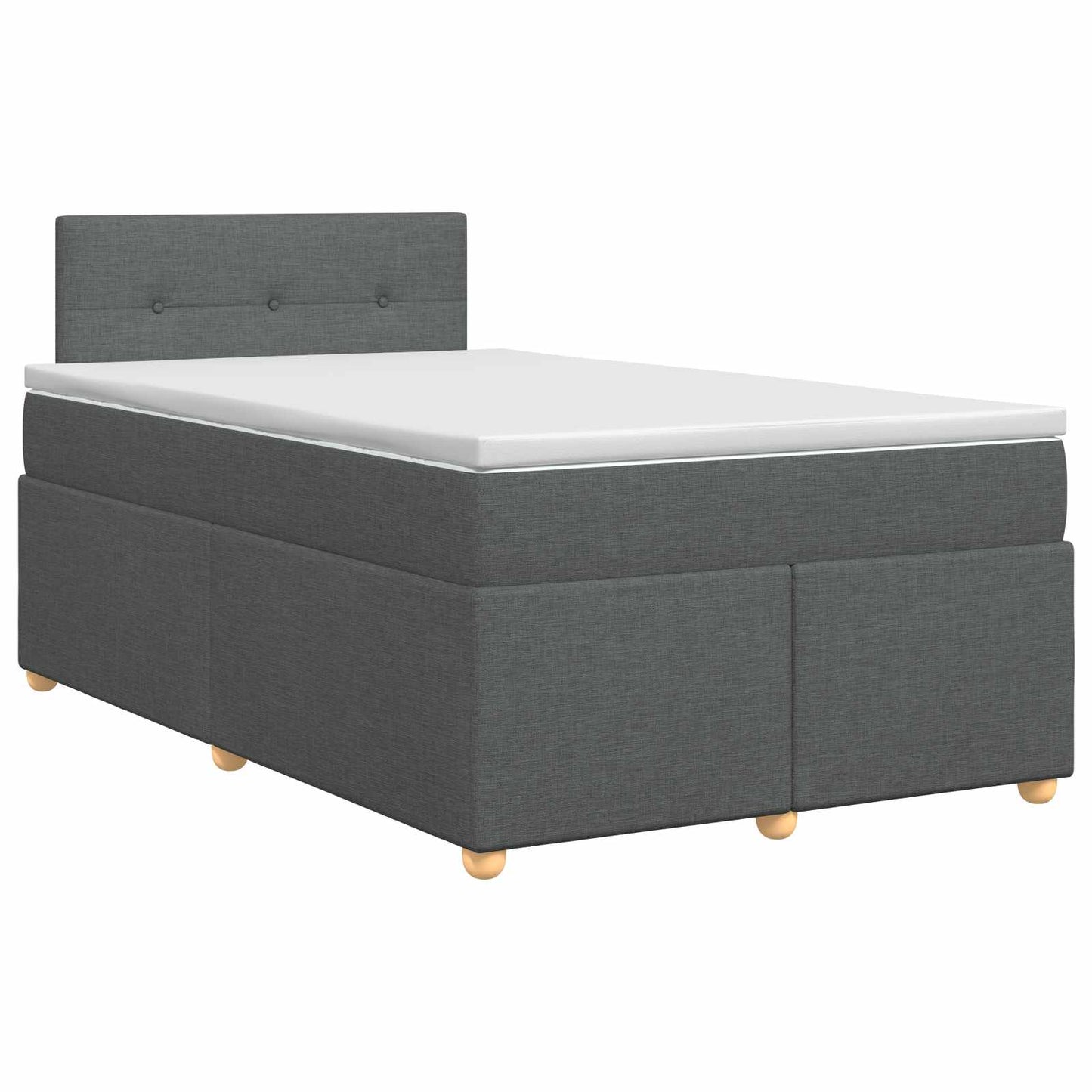 Boxmadras med topmadras Mørkegrå 120 x 190 cm Stof