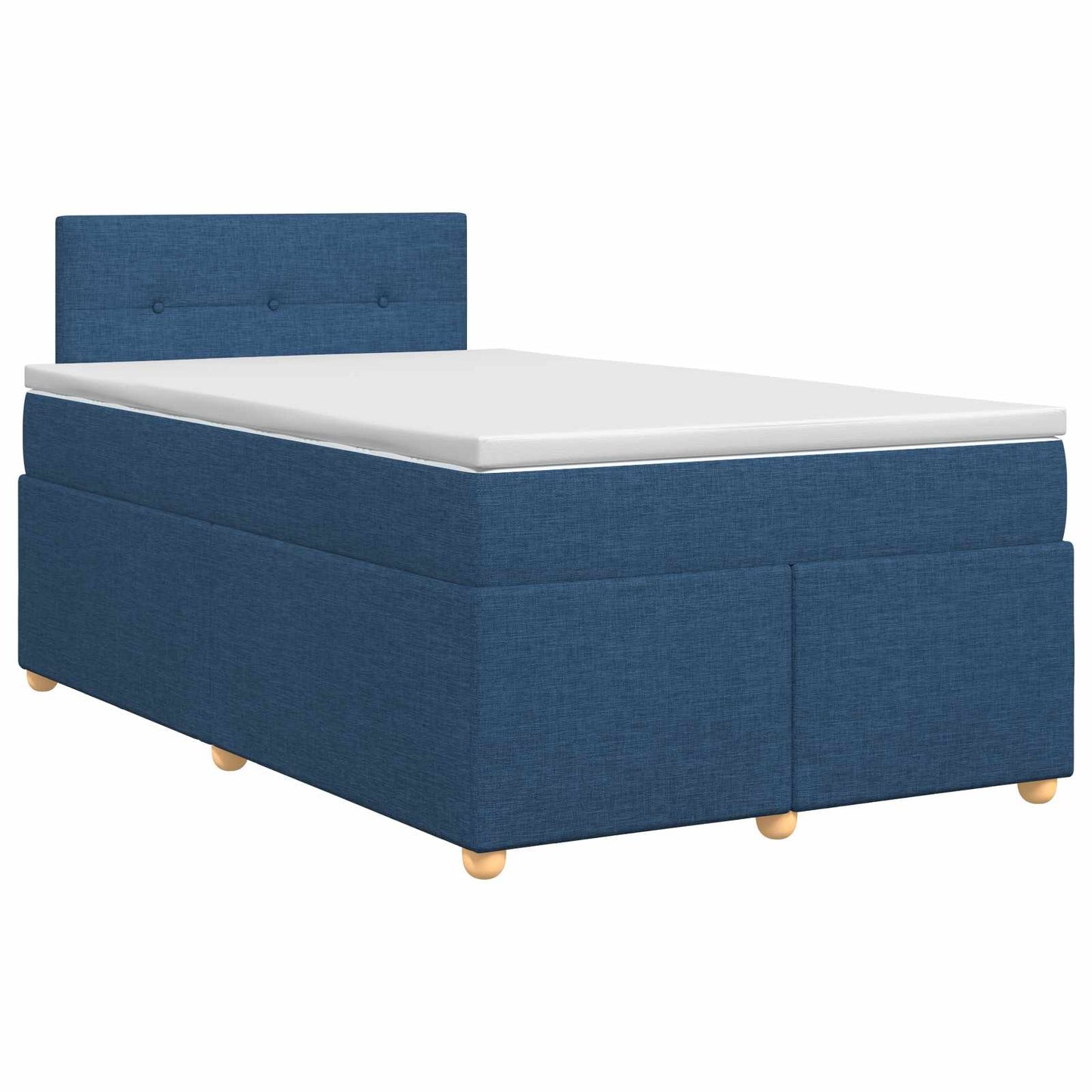 Boxmadras med topmadras med hovedgærde Blå 120 x 190 cm Stof