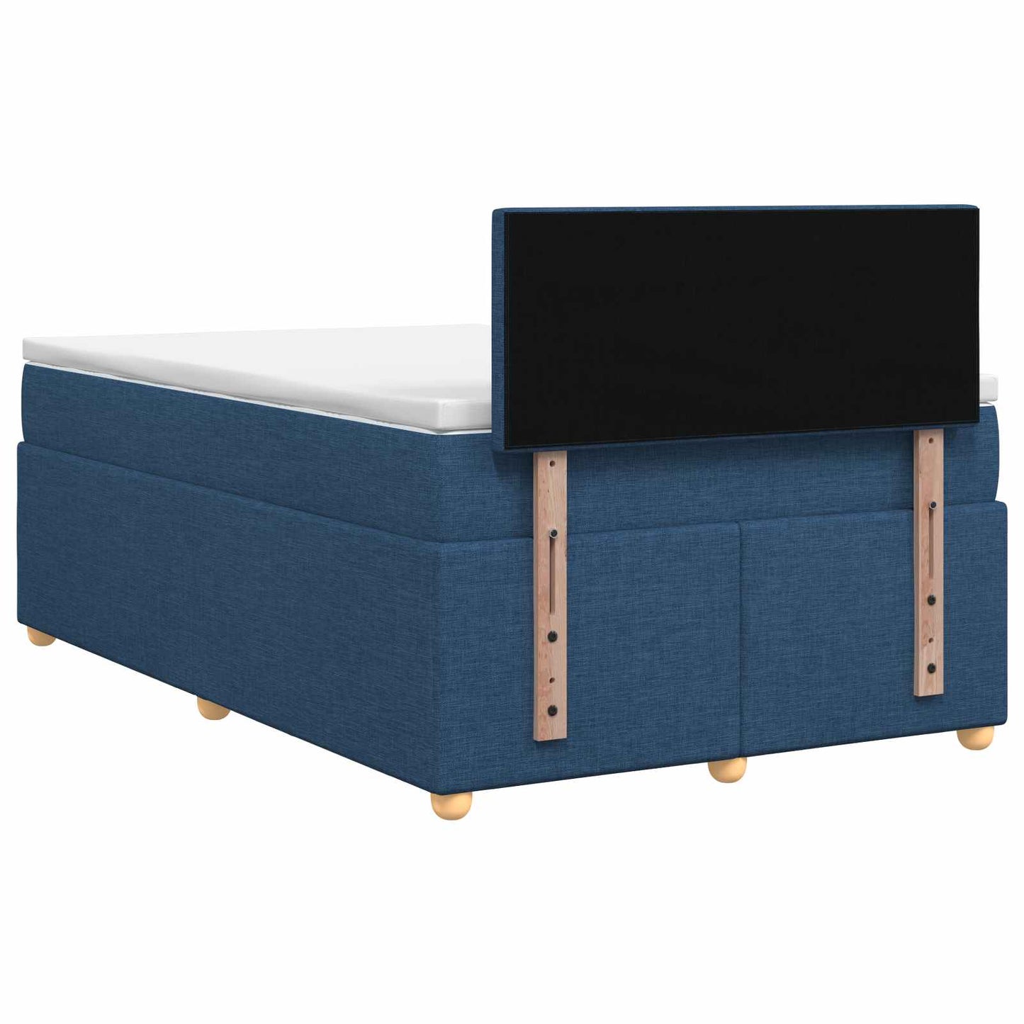 Boxmadras med topmadras med hovedgærde Blå 120 x 190 cm Stof