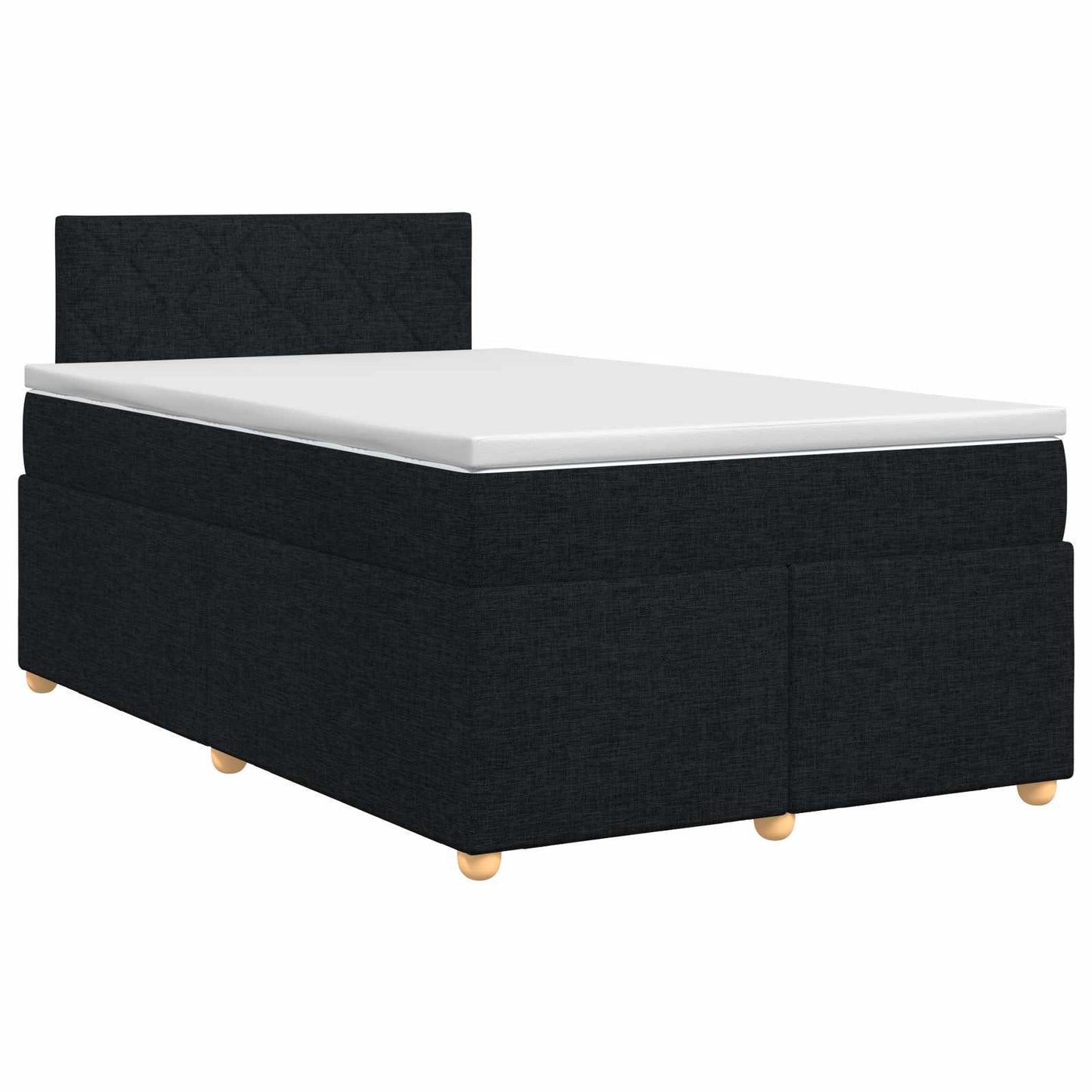 Boxmadras med topmadras med hovedgærde Sort 120 x 190 cm Stof