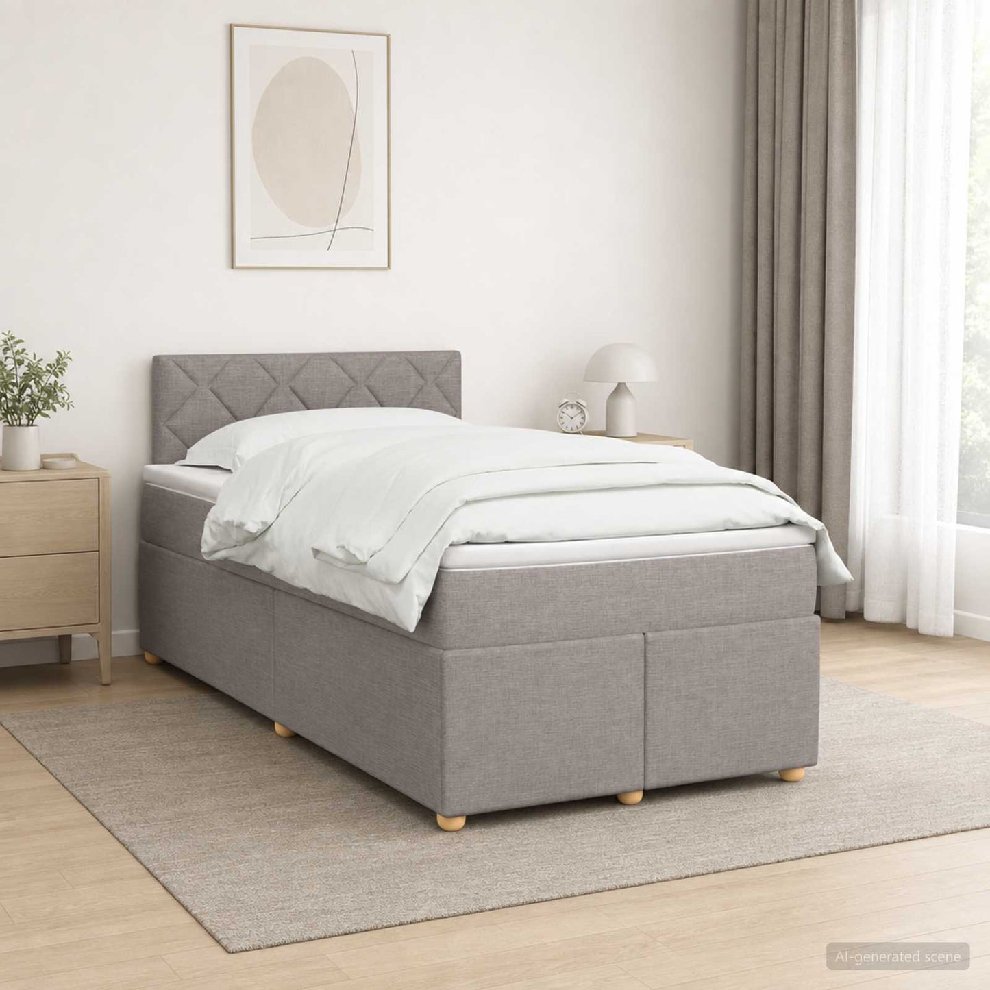 Boxmadras med topmadras Gråbrun 120 x 190 cm Stof