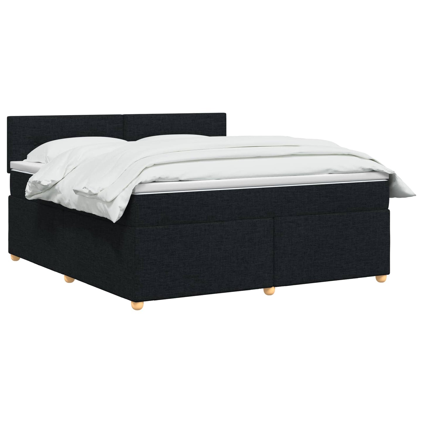 Boxmadras med topmadras med hovedgærde Sort 140 x 190 cm Stof