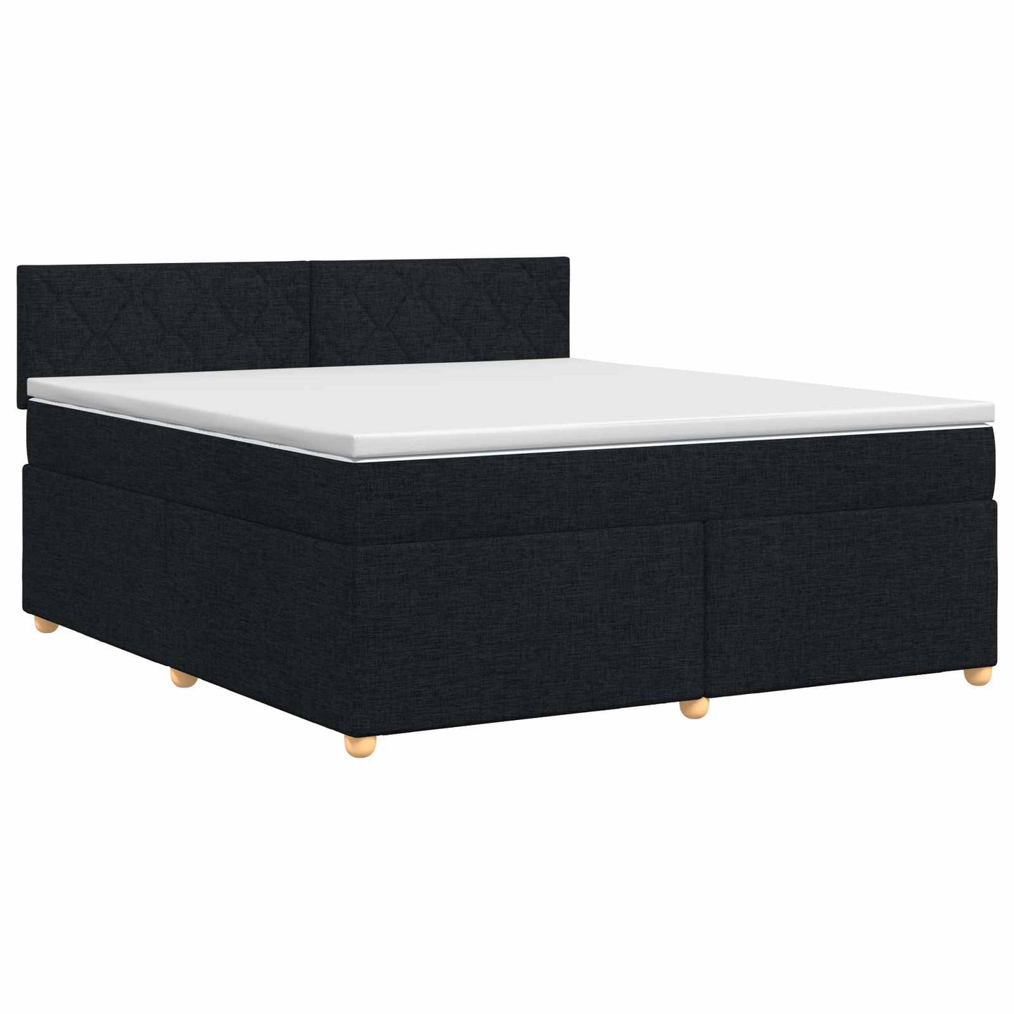Boxmadras med topmadras med hovedgærde Sort 160 x 200 cm Stof