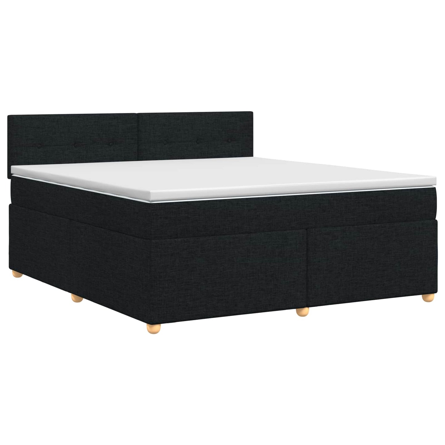 Boxmadras med topmadras med hovedgærde Sort 180 x 200 cm Stof
