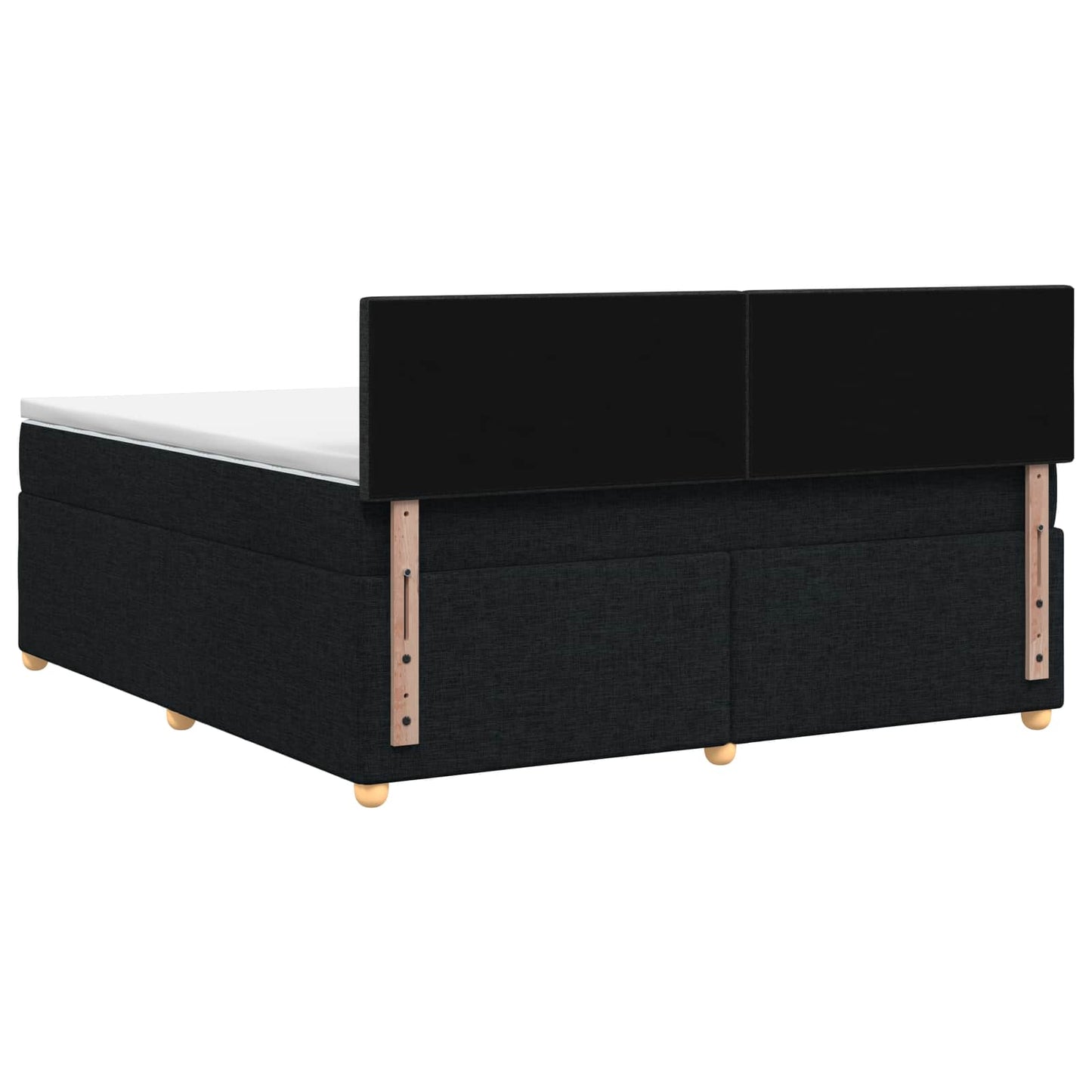 Boxmadras med topmadras med hovedgærde Sort 180 x 200 cm Stof