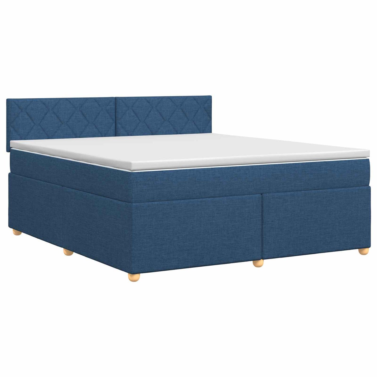 Boxmadras med topmadras med hovedgærde Blå 180 x 200 cm Stof