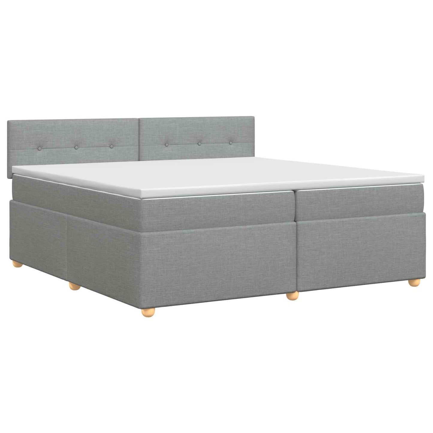 Boxmadras med topmadras Lysegrå 200 x 200 cm Stof