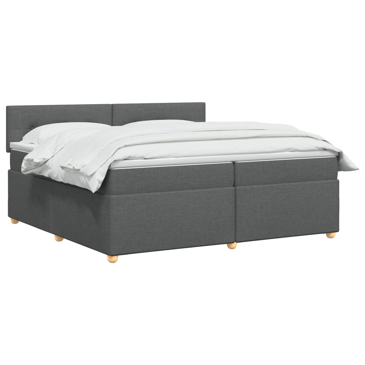 Boxmadras med topmadras Mørkegrå 200 x 200 cm Stof